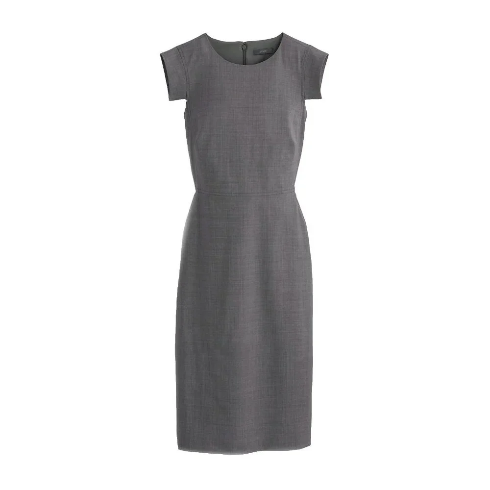 NWT J.Crew Resume Sheath in Heather Flannel Italian Stretch Wool Dress 12 $228